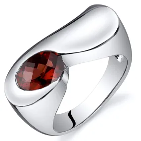 Garnet Oval Cut Sterling Silver Ring Size 6