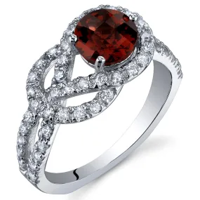 Garnet Ring Sterling Silver Infinity Knot Round Shape 1 Carat Size 7