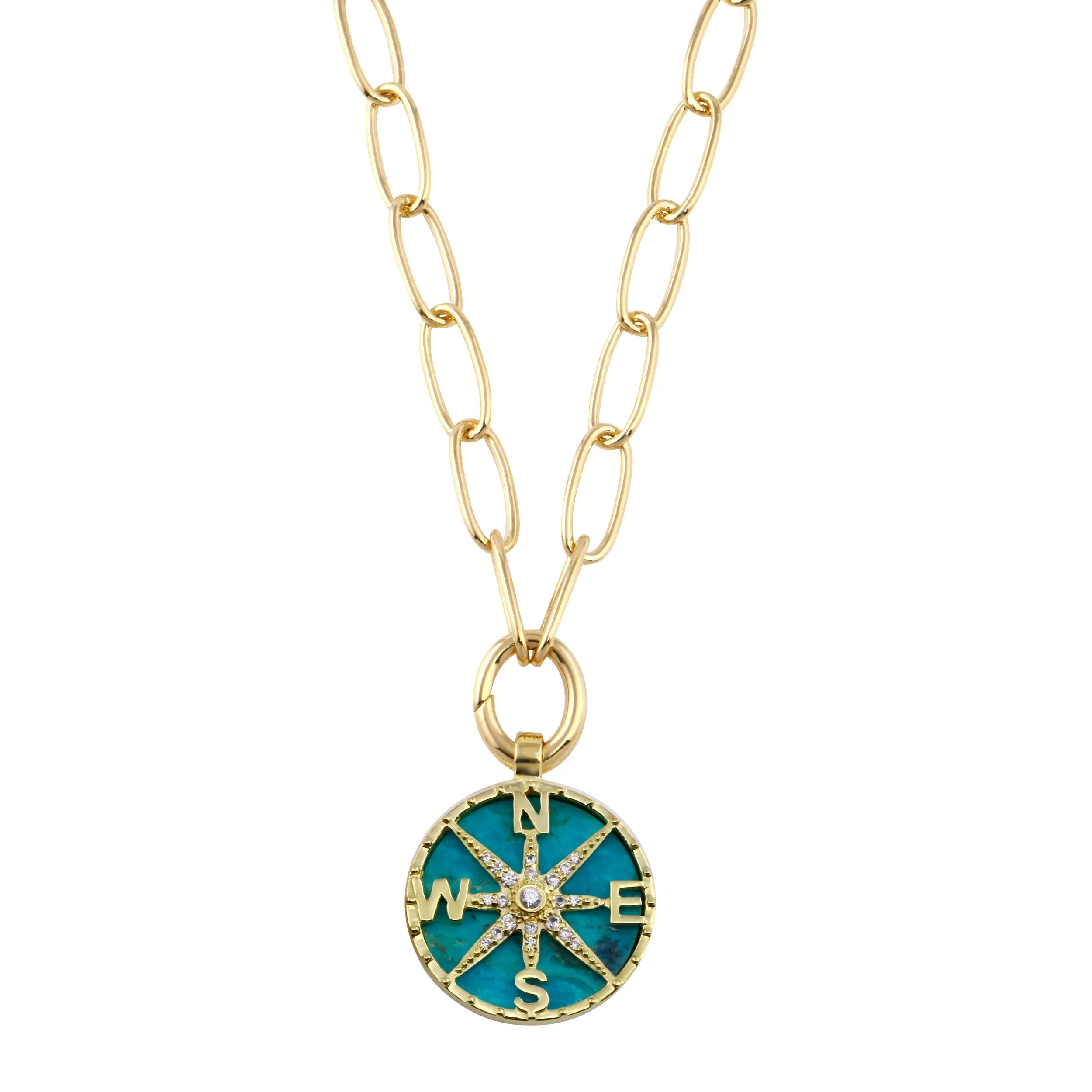 Gemstone Compass Pendant Necklace