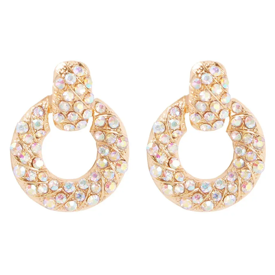 Geometric Round Crystal Stud Earring