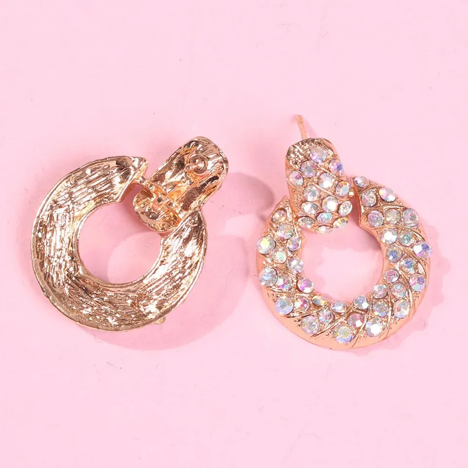 Geometric Round Crystal Stud Earring