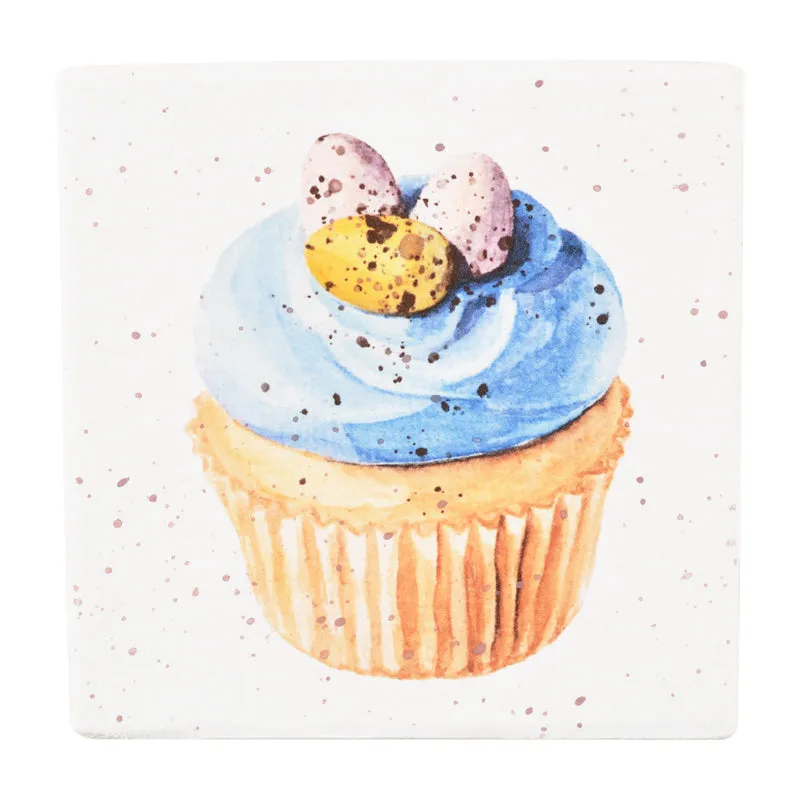 Gift Boxes-Easter Cupcake Blue Icing-Paper Mache-Square-X-Small-Quantity 1