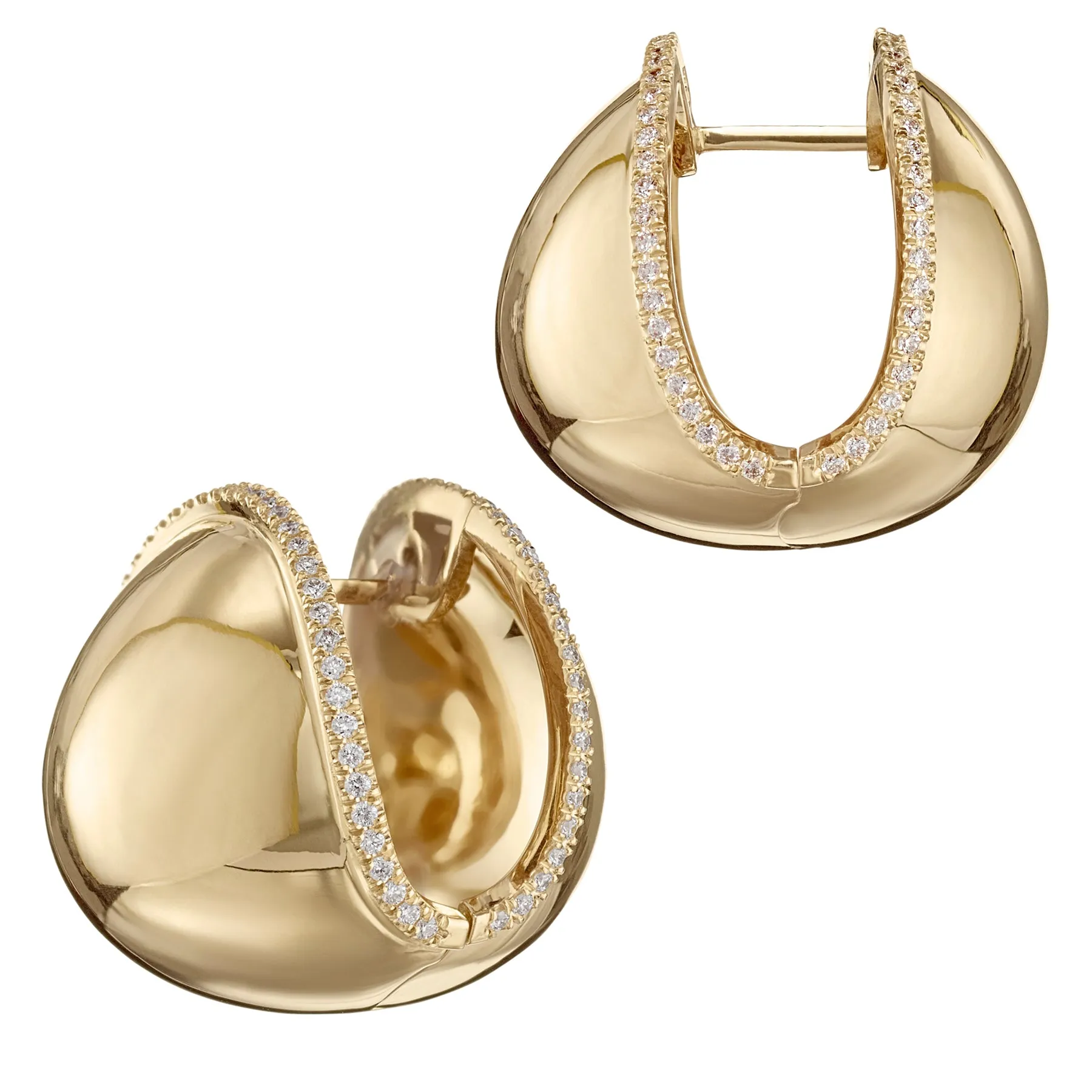 Gold & Diamond Moon Ball Earrings