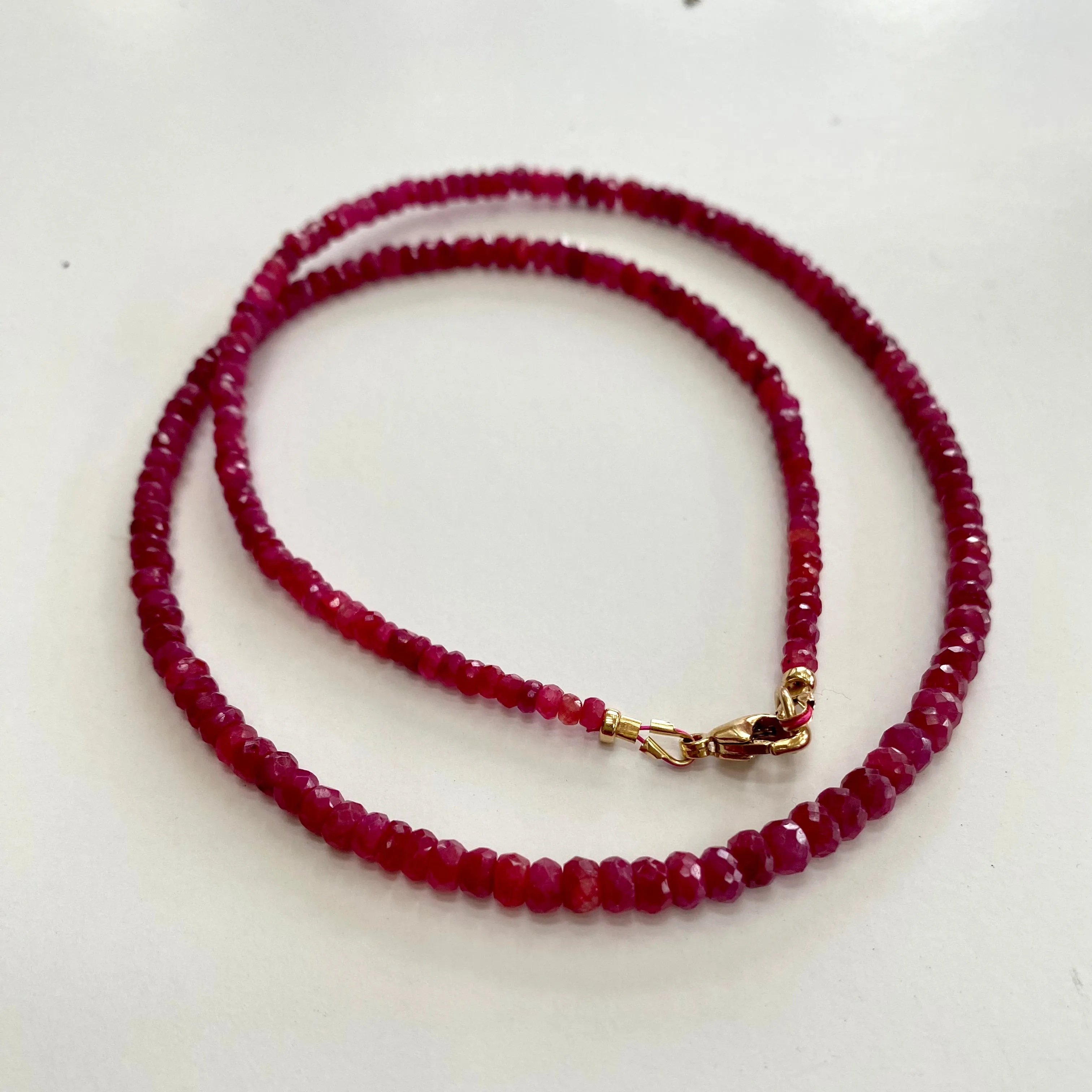 Graduated Longido Red Ruby Necklace, July Birthstone, Gold Filled, 18or 19.5inches