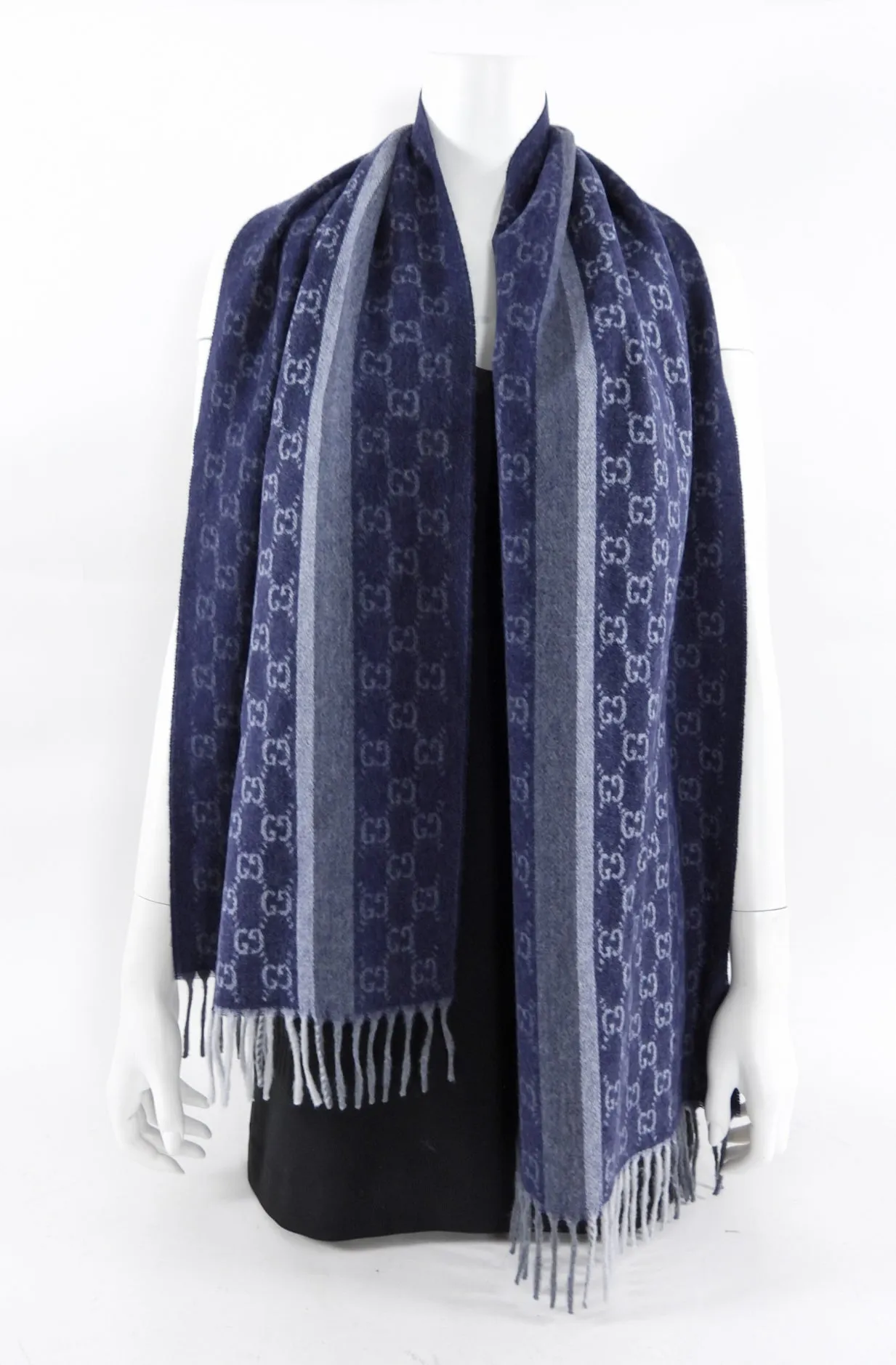 Gucci Navy Blue GG Logo Scarf