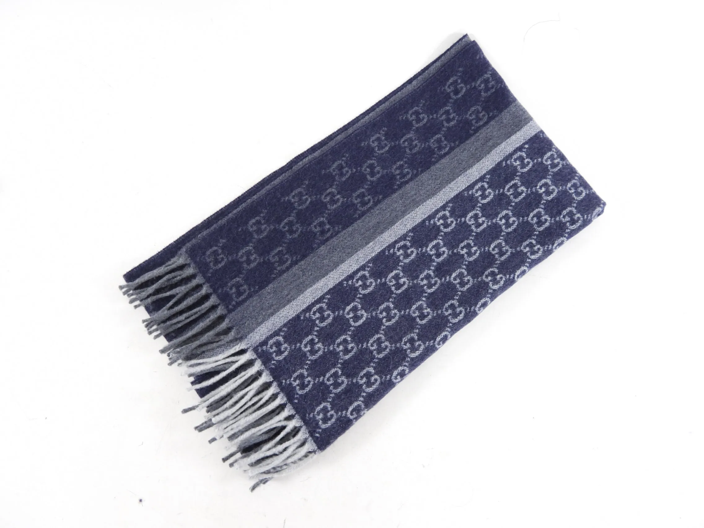 Gucci Navy Blue GG Logo Scarf