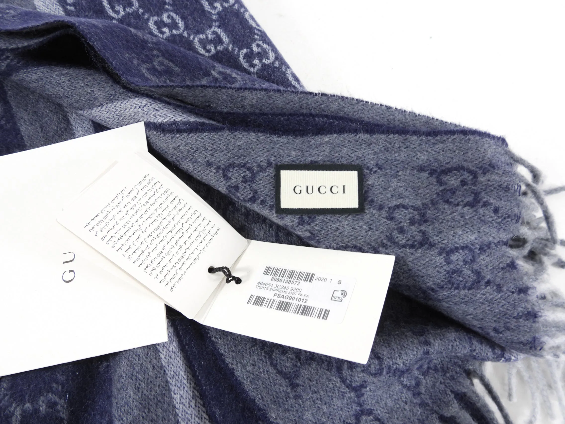 Gucci Navy Blue GG Logo Scarf