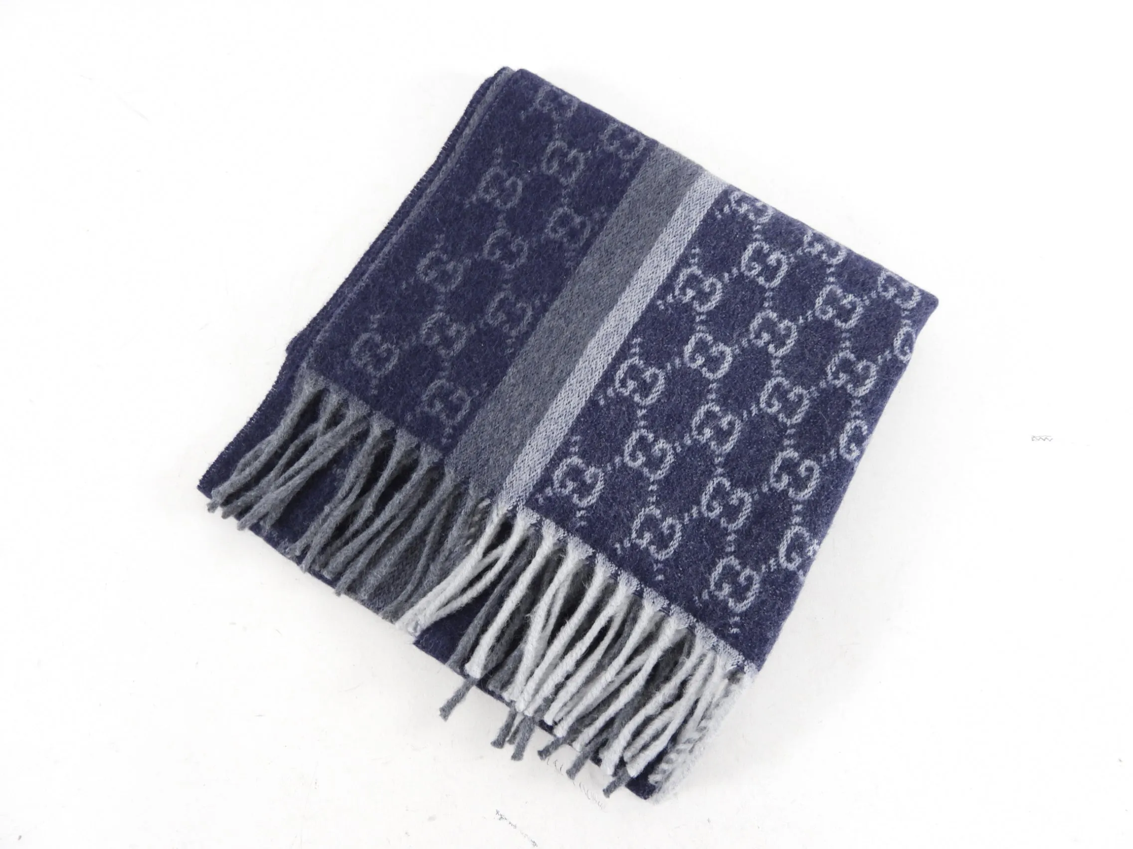 Gucci Navy Blue GG Logo Scarf