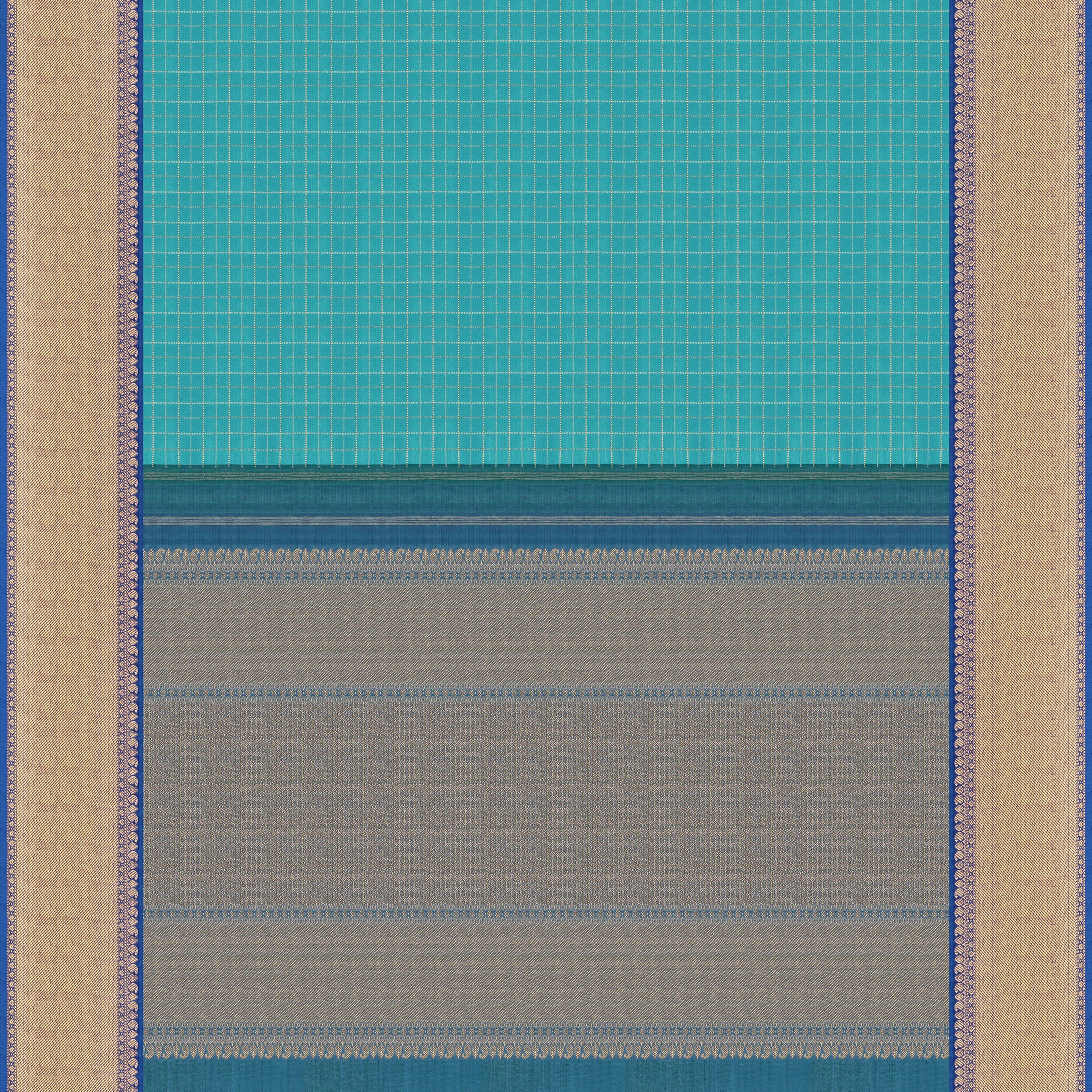 Handwoven Blue Kanjivaram Silk Saree - 1937T009037DSC