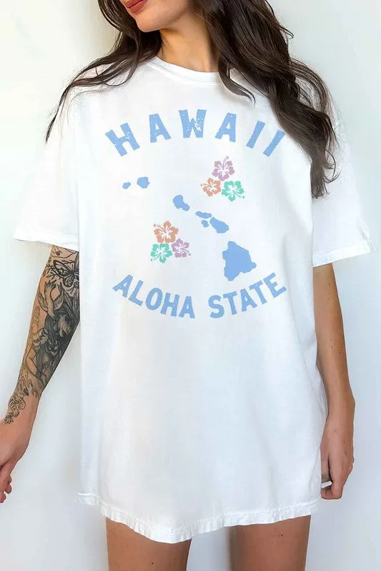 HAWAII ALOHA STATE OVERSIZED GRAPHIC TEE