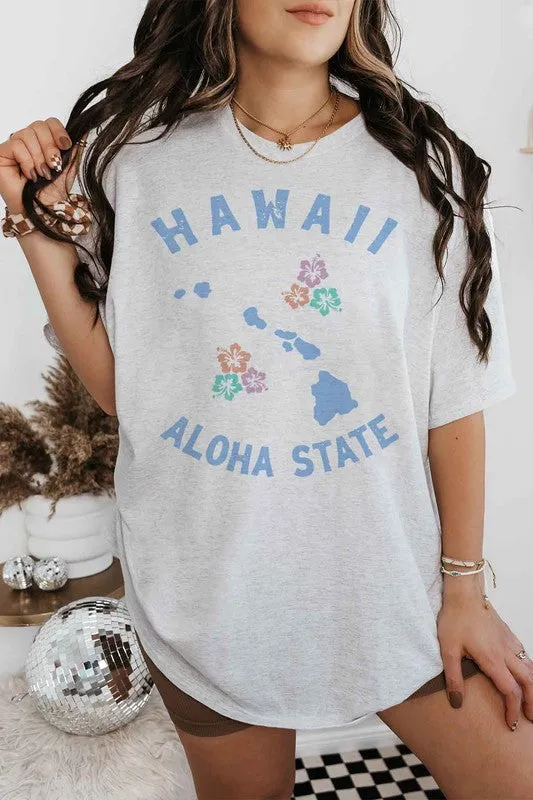 HAWAII ALOHA STATE OVERSIZED GRAPHIC TEE