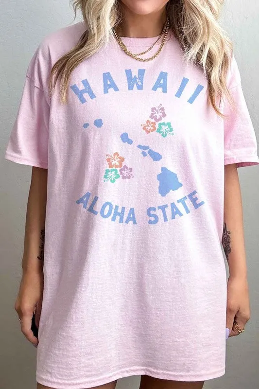 HAWAII ALOHA STATE OVERSIZED GRAPHIC TEE