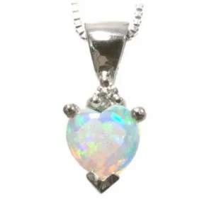 Heart shaped Opal and Diamond pendant