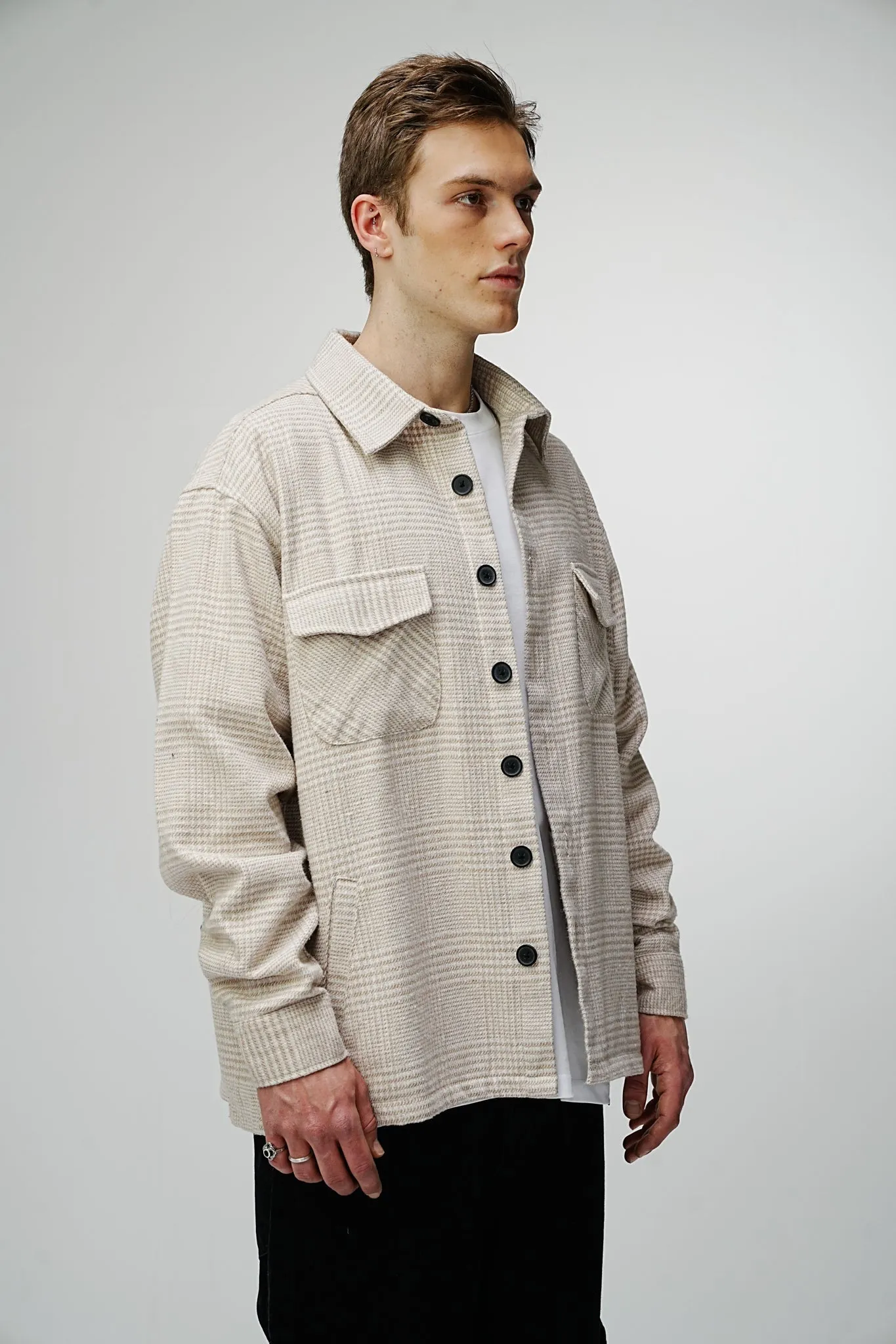 Heavy Oversized Flannel Shirt Beach Sand