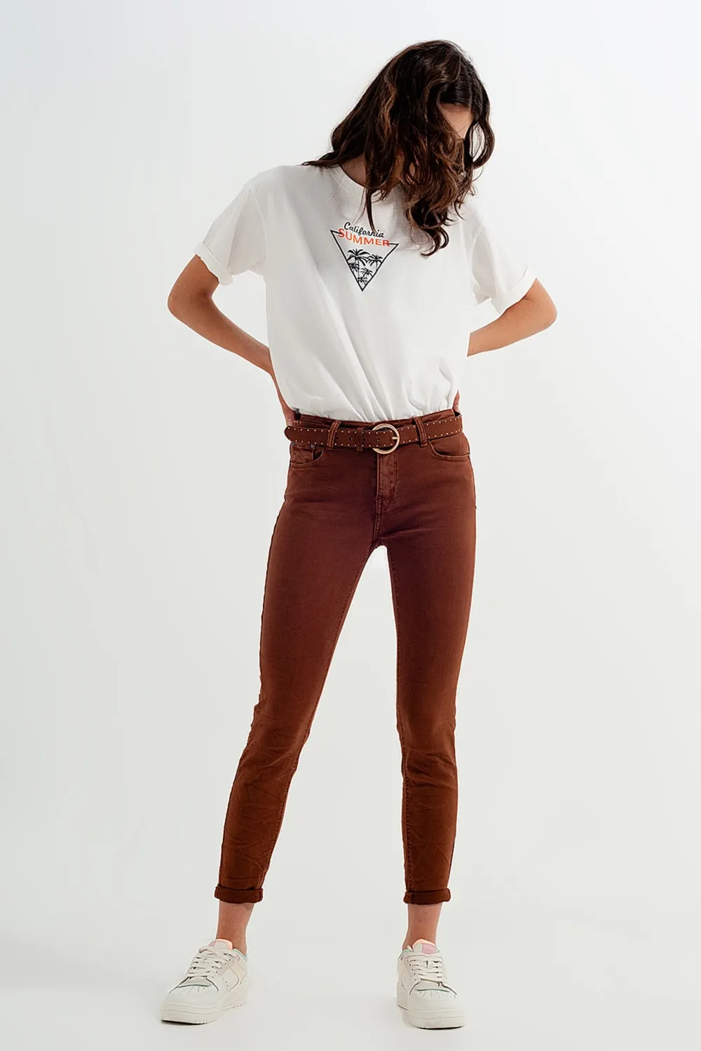 High Waisted Super Skinny Pants in Camel