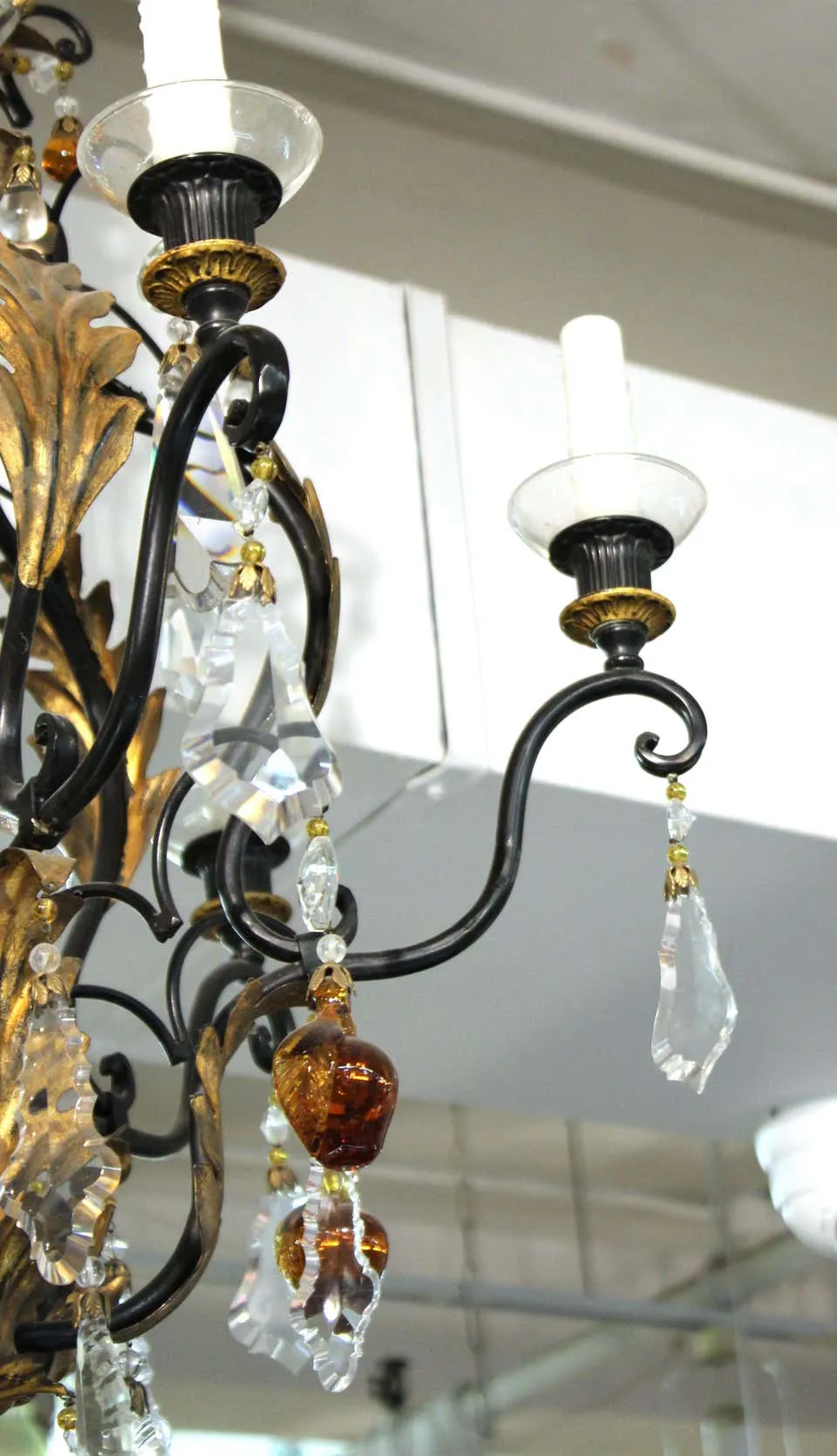 Hollywood Regency Chandelier with Crystal and Fruit Drops