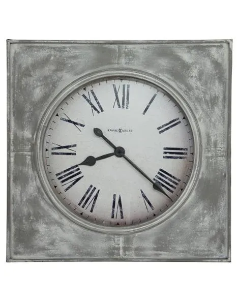 Howard Miller Oversized Square Wall Clock - Aged Gray Finish - Roman Numerals