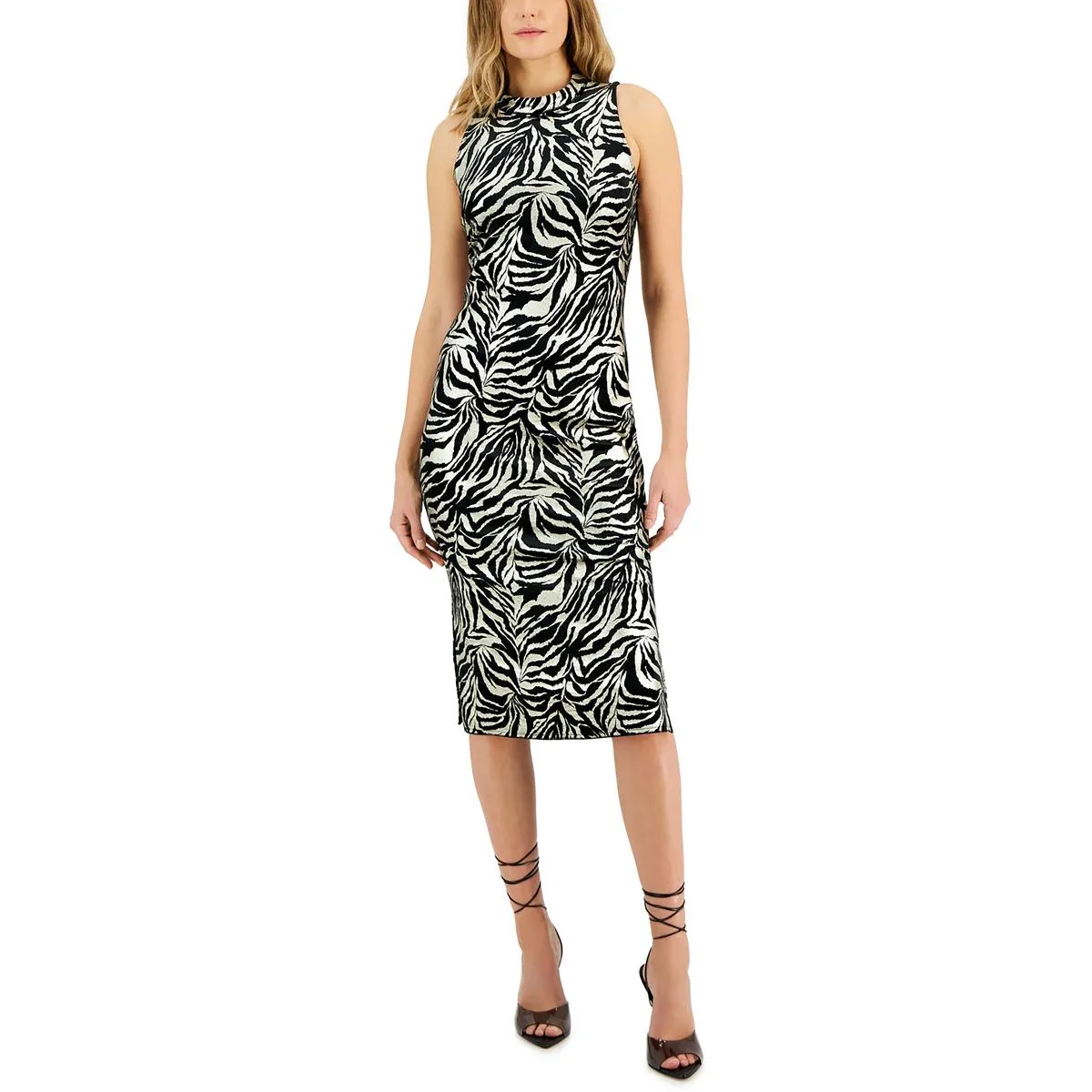 INC Womens Foiled Midi Sheath Dress