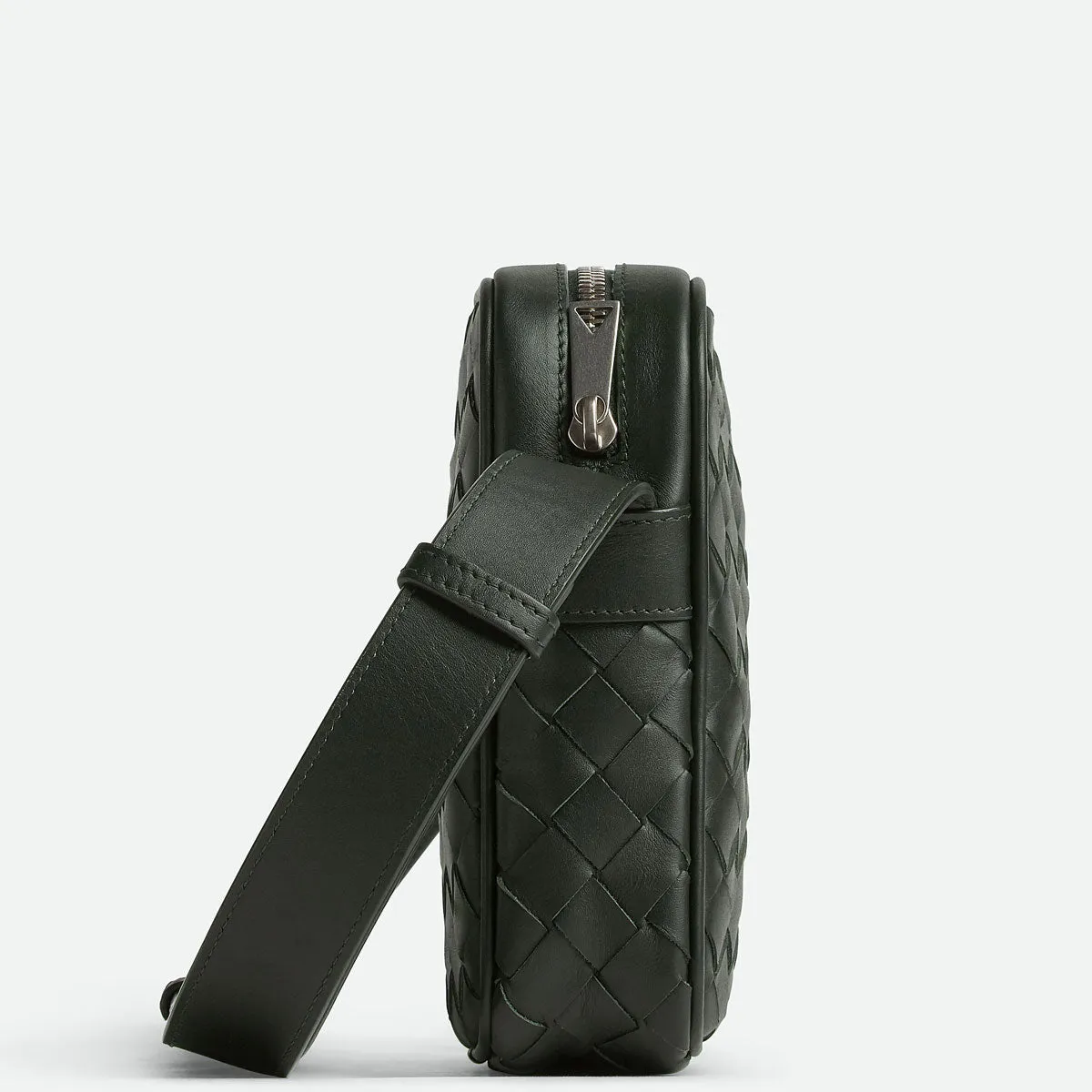 Intrecciato Zip Phone Crossbody, Dark Green