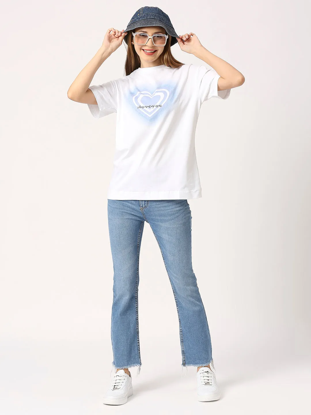 Ivory White Basic Oversized Women T-shirt