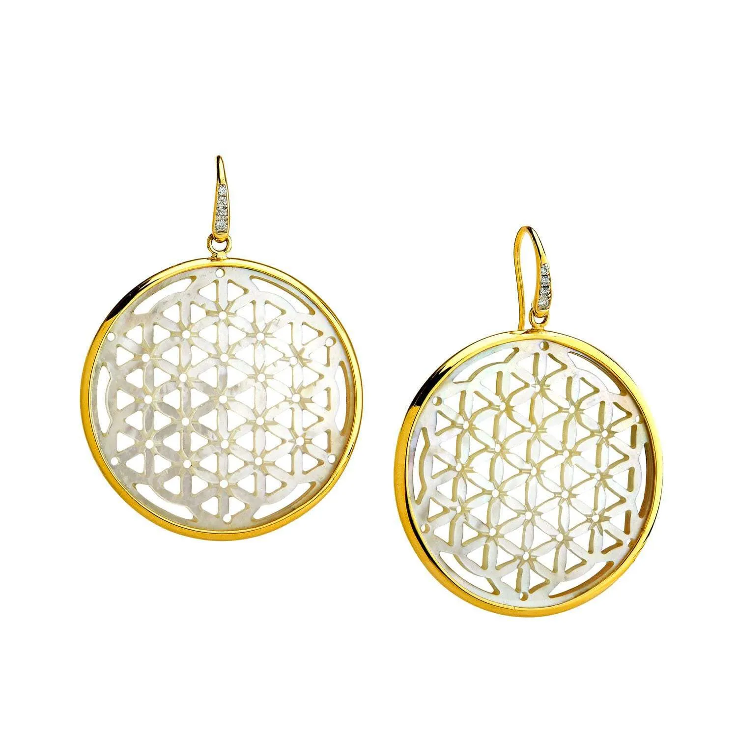 Jardin Mother of Pearl Flower of Life Earrings