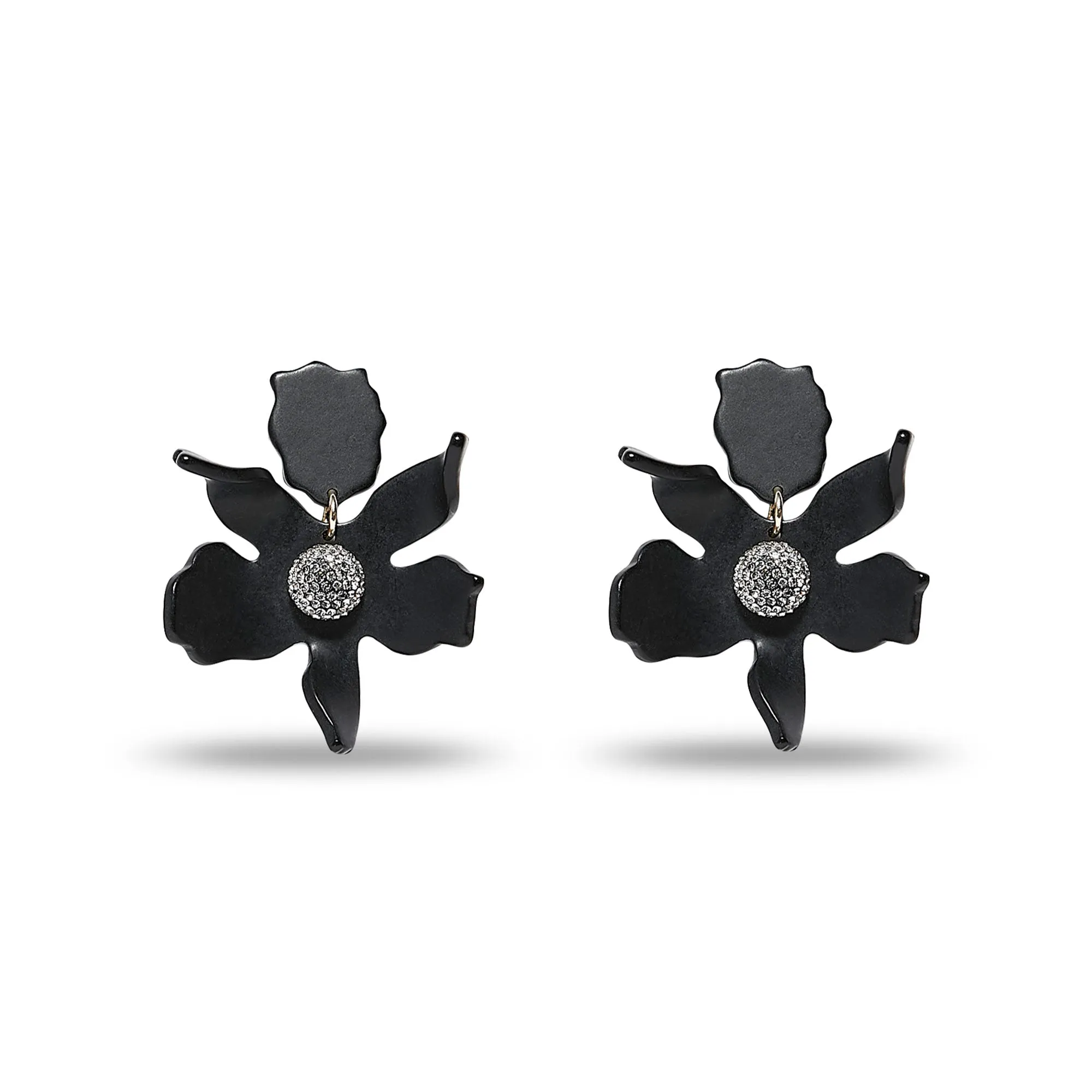 JET SMALL CRYSTAL LILY EARRINGS