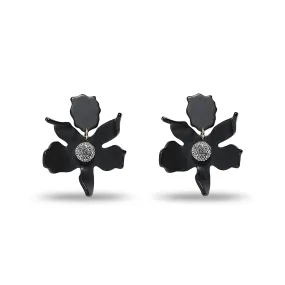 JET SMALL CRYSTAL LILY EARRINGS