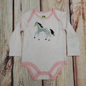 John Deere Pink Glitter Horse Onesie