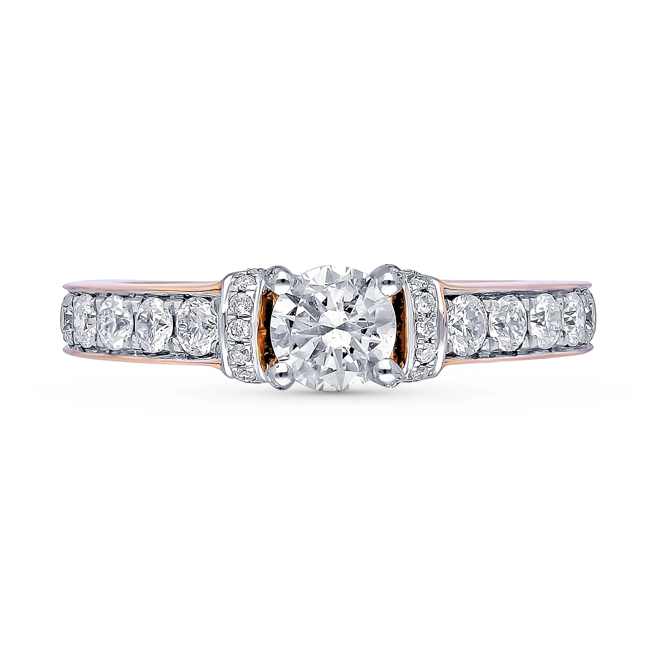 Kallati Eternal Round Channel Diamond Engagement Ring in 14K Rose Gold