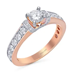 Kallati Eternal Round Channel Diamond Engagement Ring in 14K Rose Gold