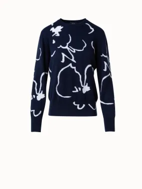 Kaschmirpullover mit Sketched Abraham Flower-Intarsien