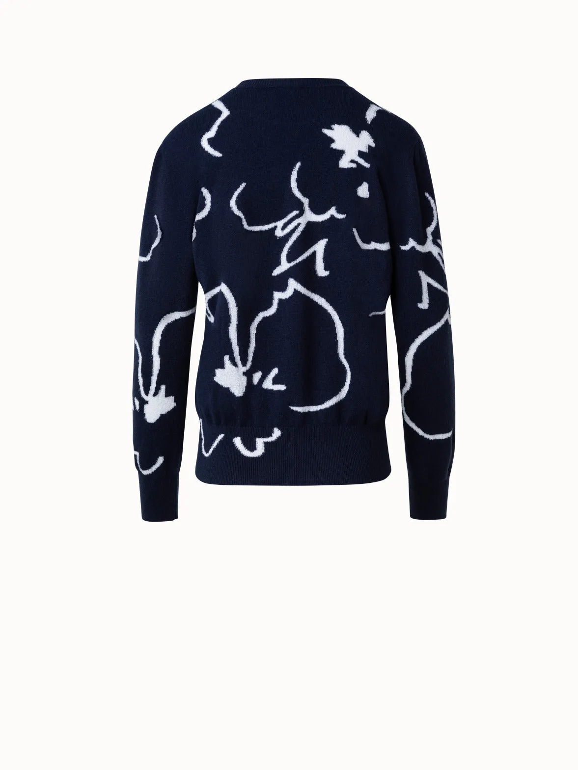 Kaschmirpullover mit Sketched Abraham Flower-Intarsien