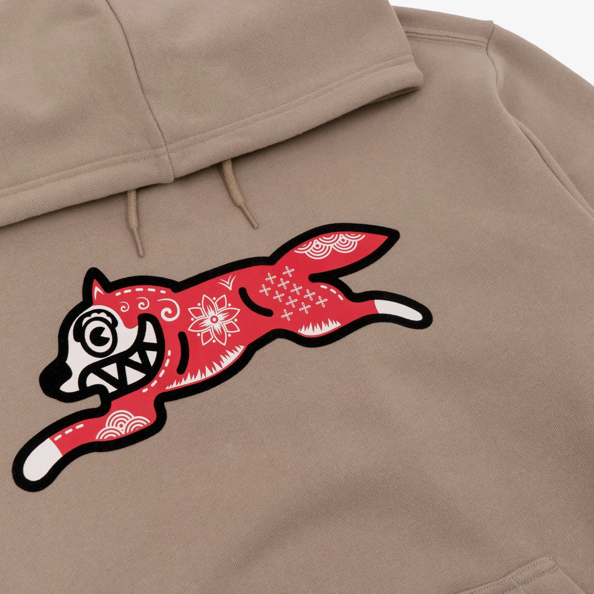 KIRIGAMI RUNNING DOG FLOCK HOODIE 'BEIGE'