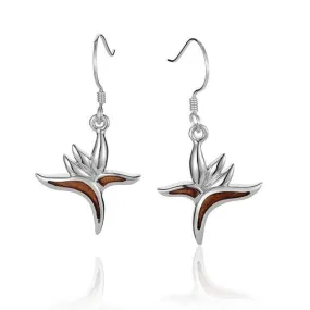 Koa Wood Bird of Paradise Earrings