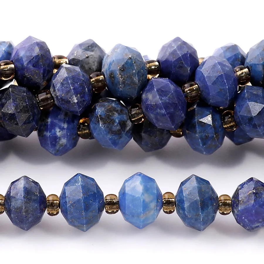 Lapis 6x8mm Tri Cut Faceted Rondelle A Grade - 15-16 Inch