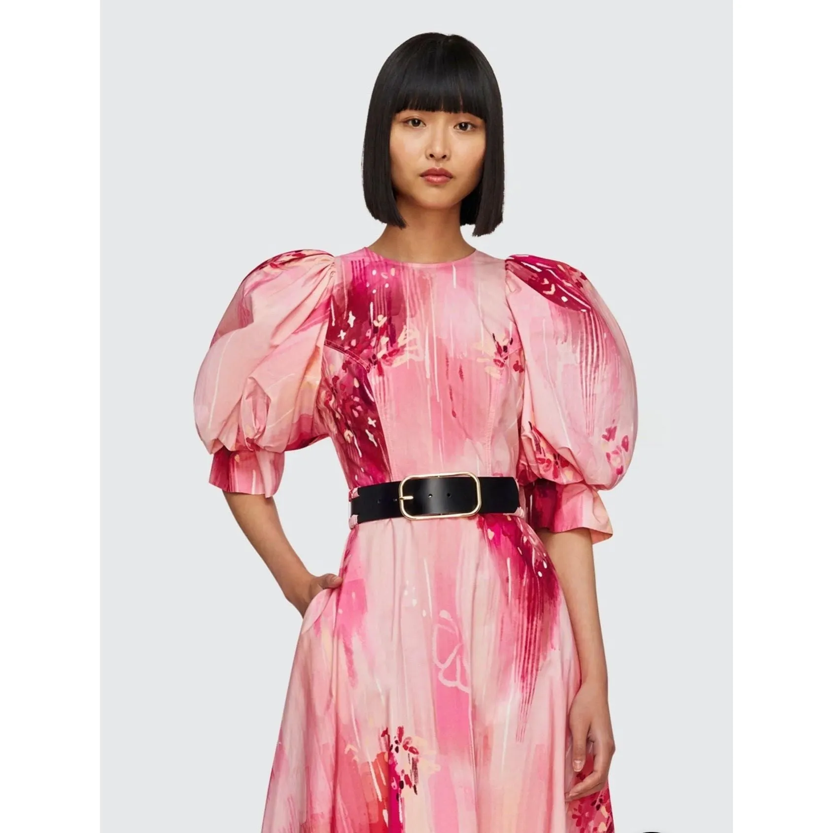 Leo Lin Clementine Puff Sleeve Midi Dress