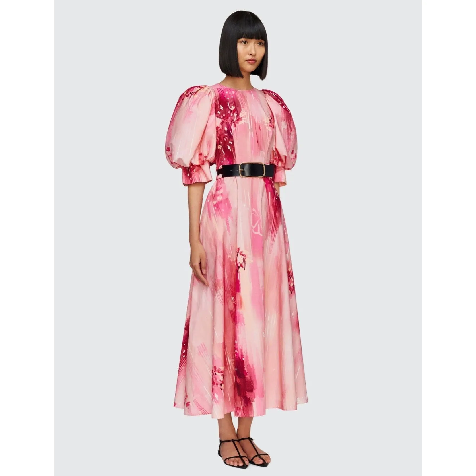 Leo Lin Clementine Puff Sleeve Midi Dress