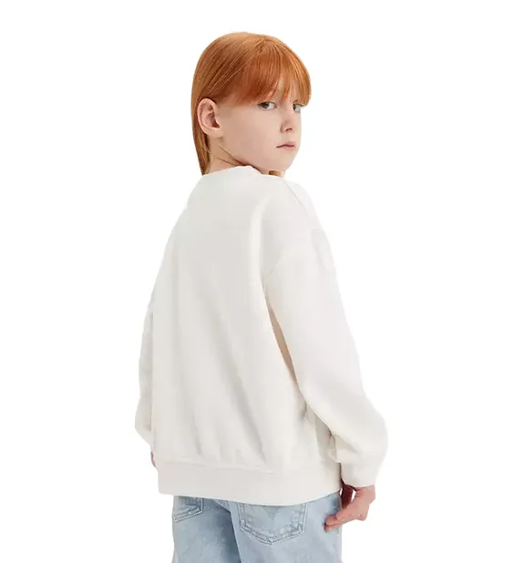 Levi's Kids Girls' crewneck sweatshirt with logo and flower embroidery 4EK796-X1O sugar white