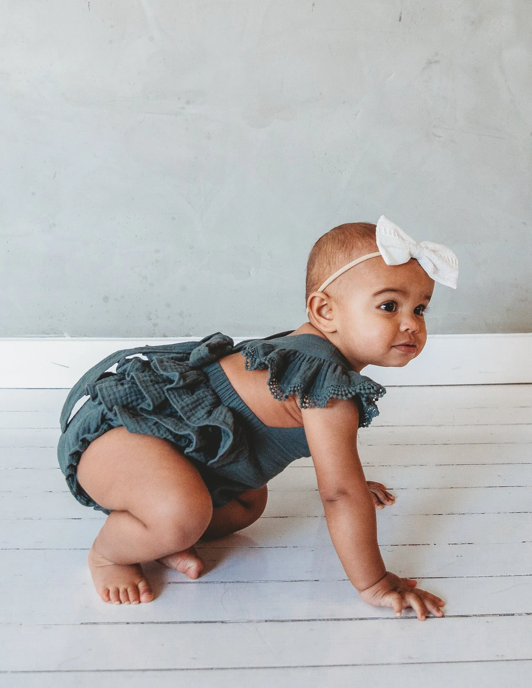 Liliana Baby Girl Muslin Playsuit - Dusty Pine