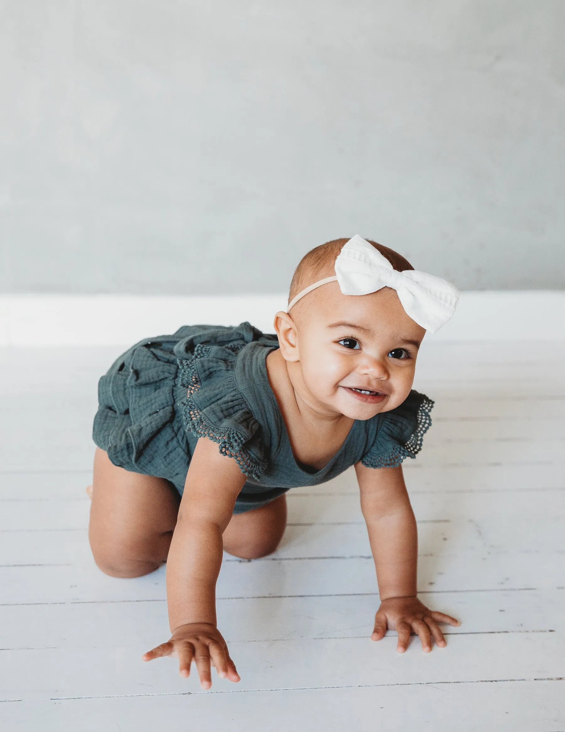 Liliana Baby Girl Muslin Playsuit - Dusty Pine