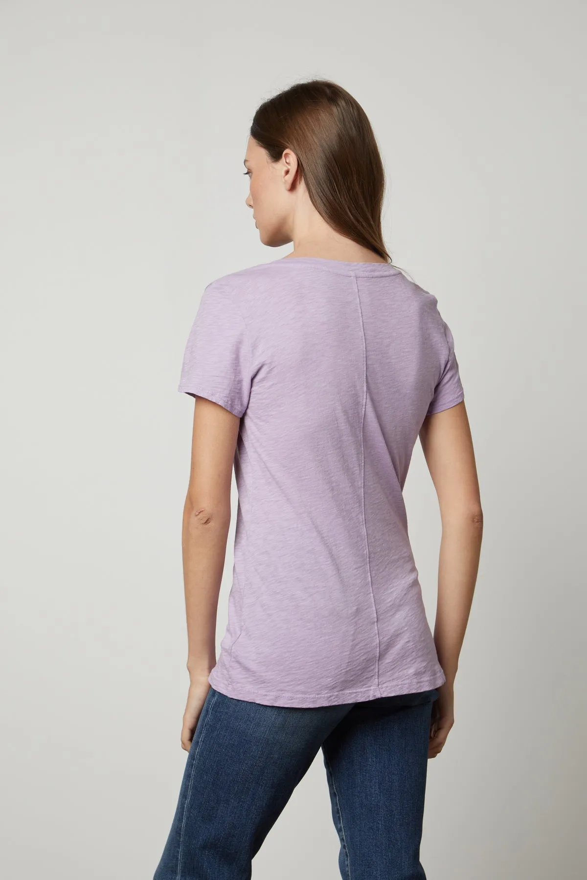 LILITH COTTON SLUB V-NECK TEE