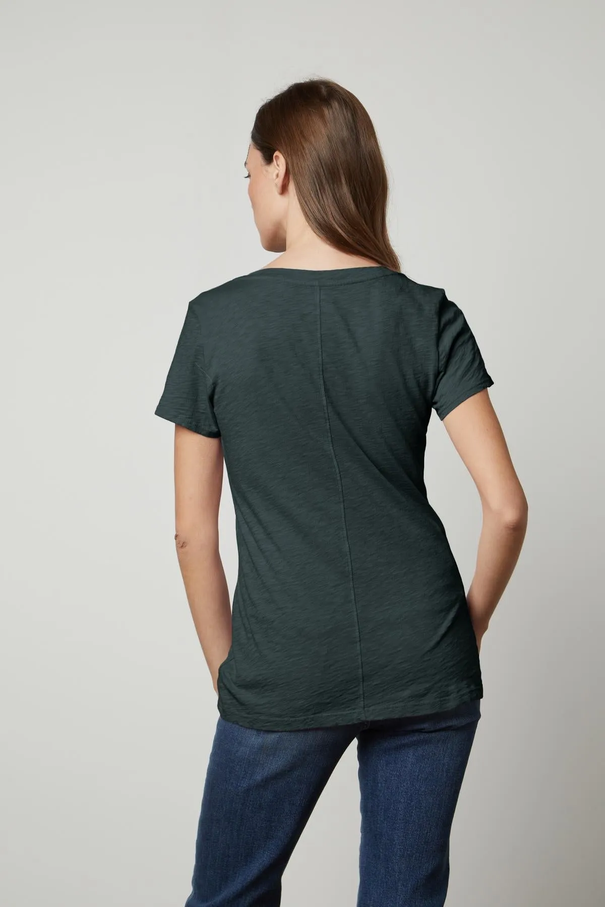 LILITH COTTON SLUB V-NECK TEE