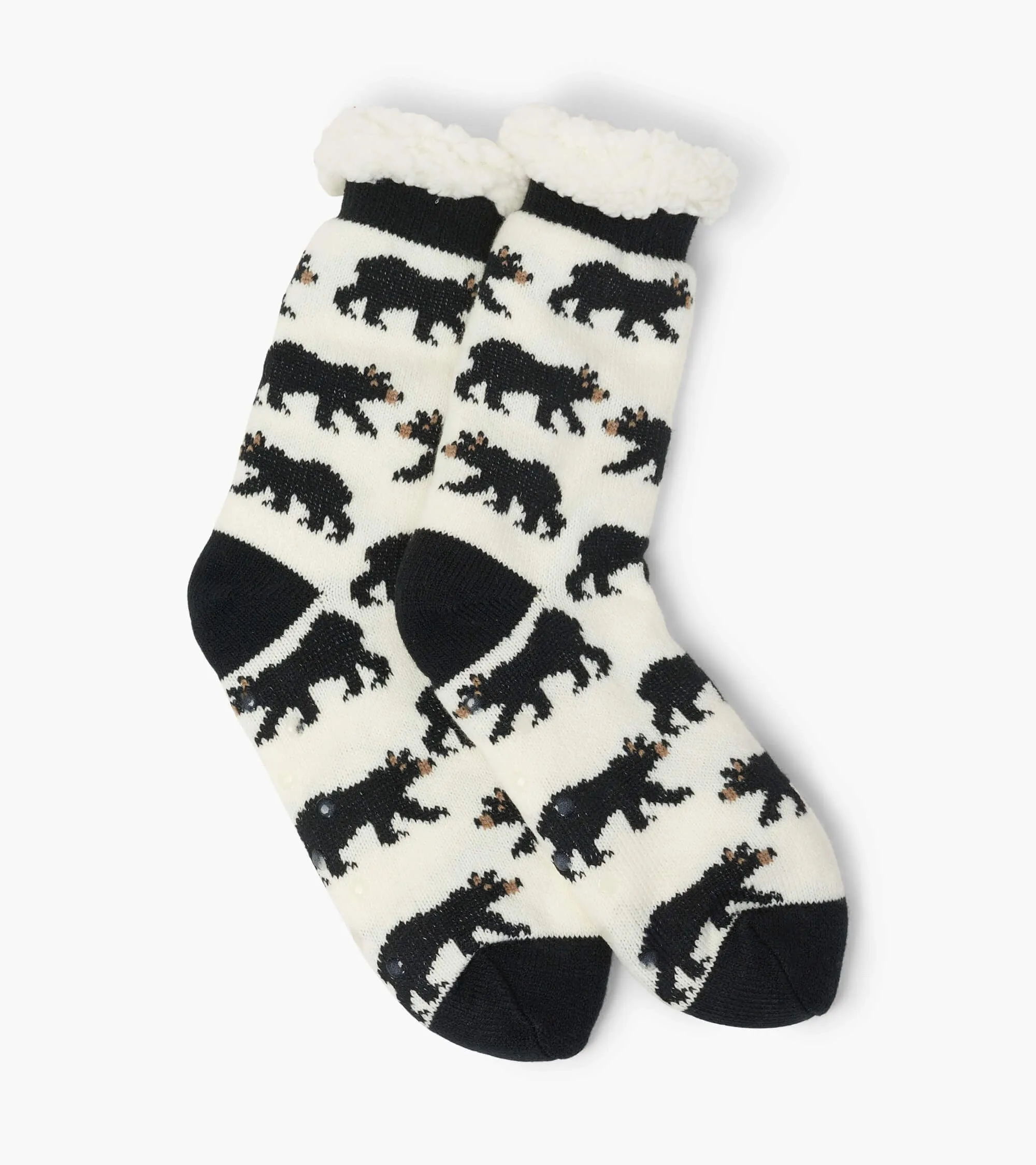 Little Blue House  Black Bears Women's Sherpa Lined Cabin Socks