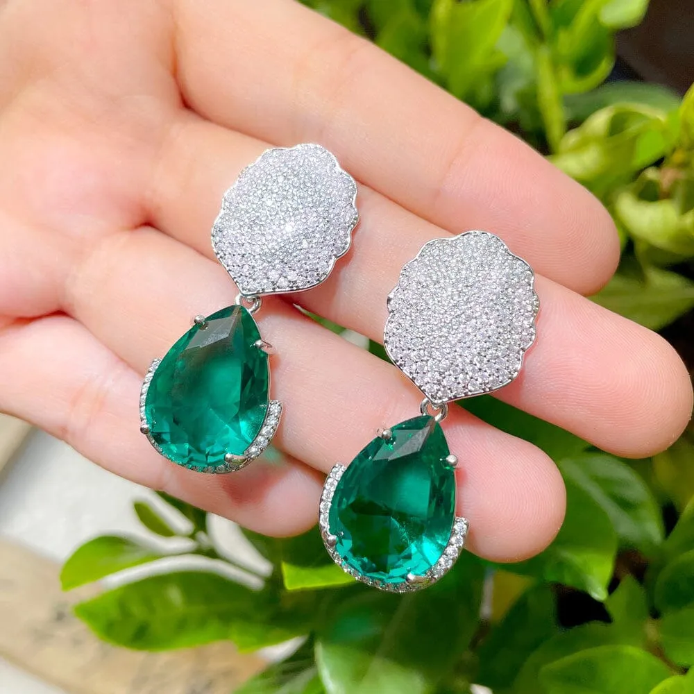 Luxury Bridal and Party Emerald Earrings