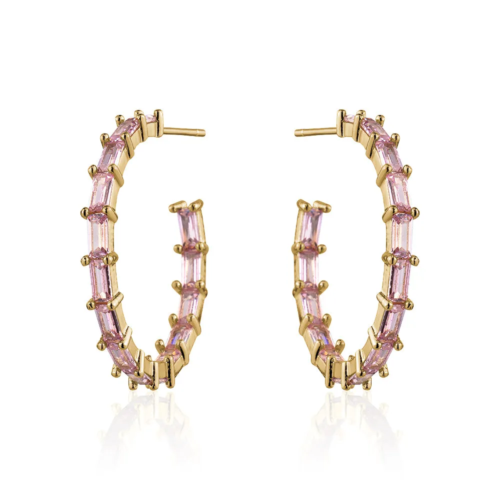 MEDIUM BAGUETTE HOOPS PINK