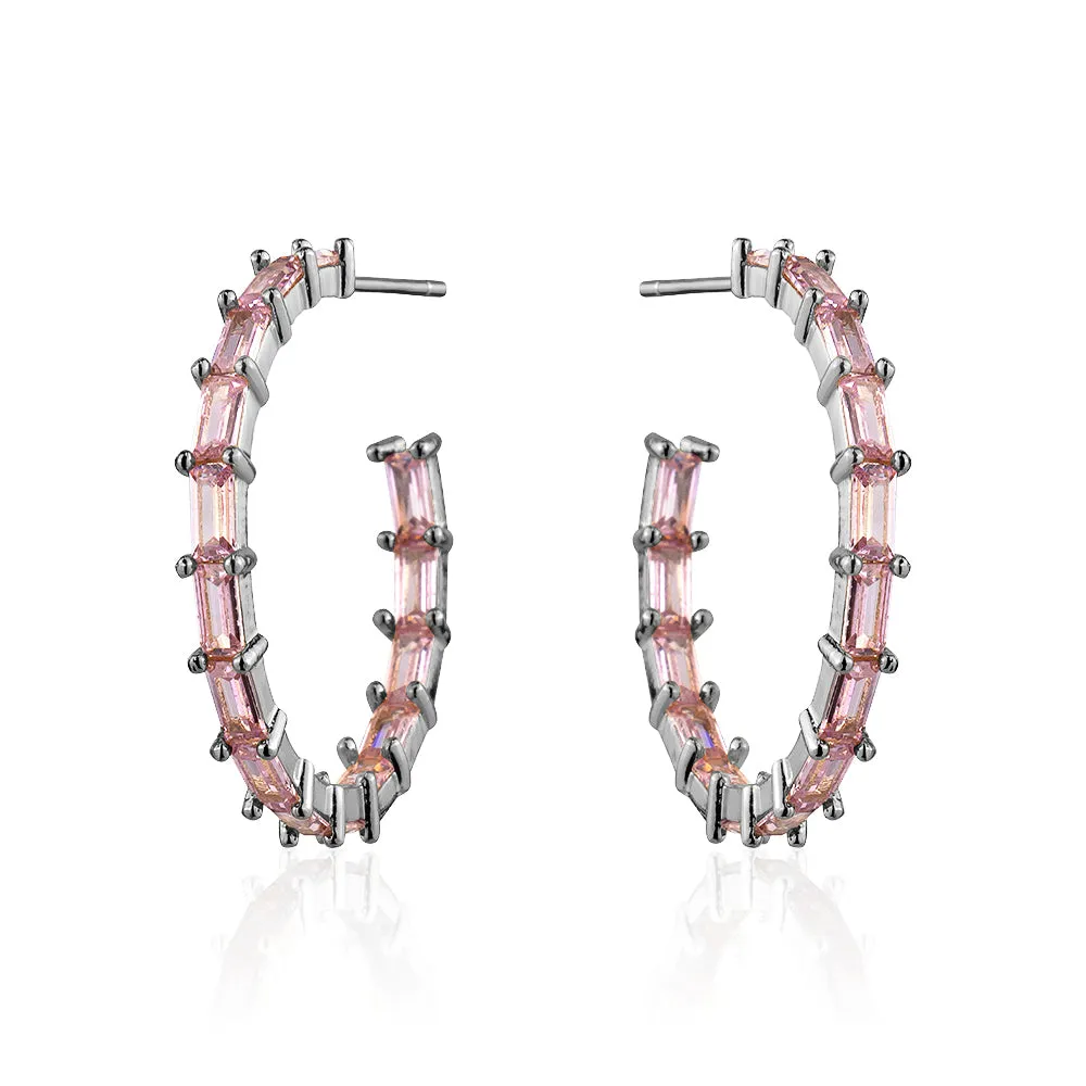 MEDIUM BAGUETTE HOOPS PINK