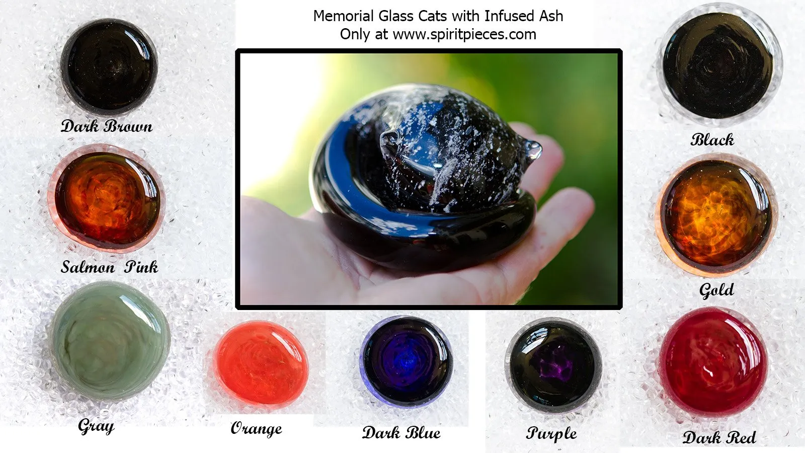 Memorial Sleeping Glass Cat - Contains Cremation Ash in Glass from Your Loved Cat