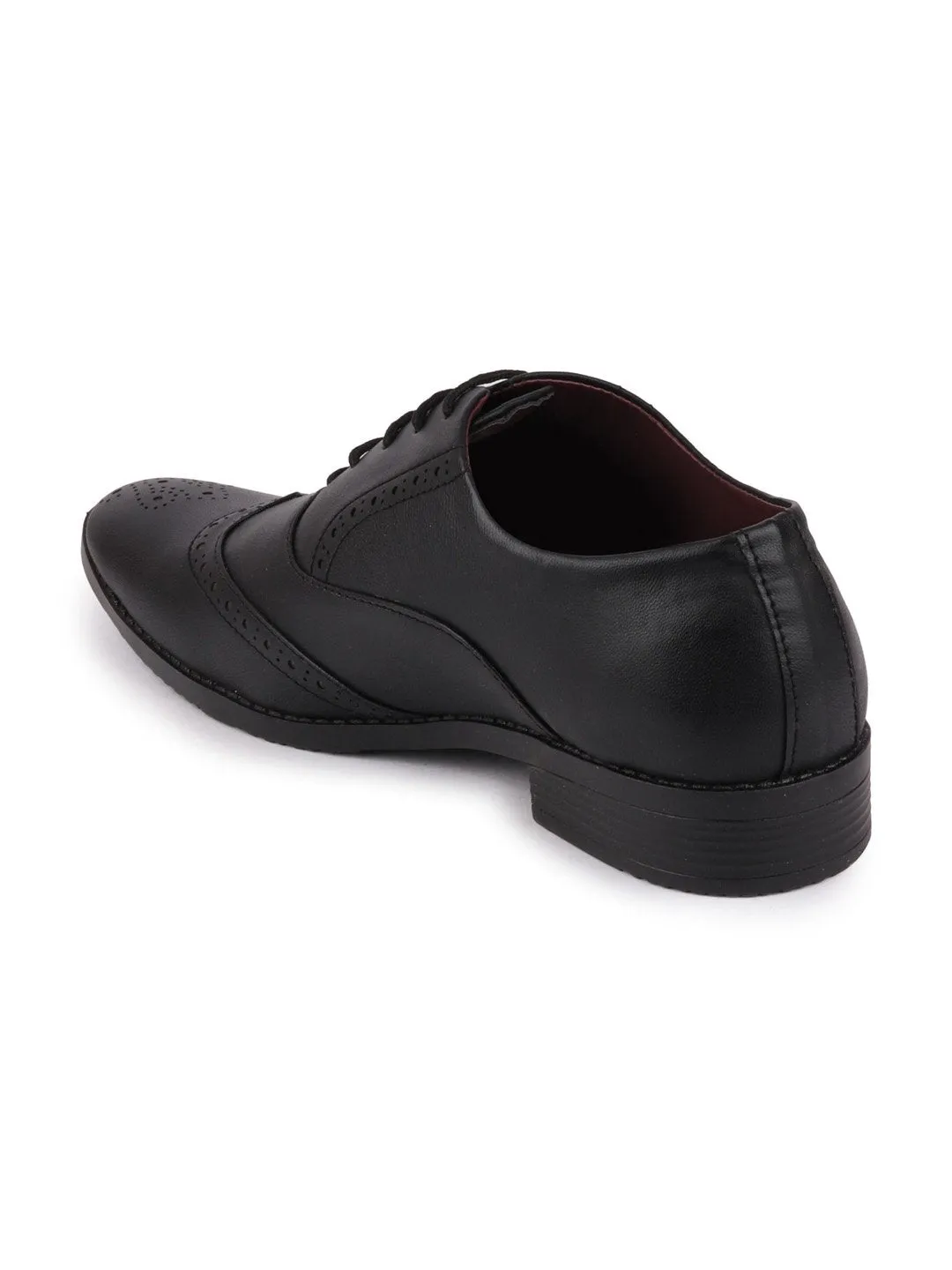 Men Black Formal Lace-Up Brogue Shoes