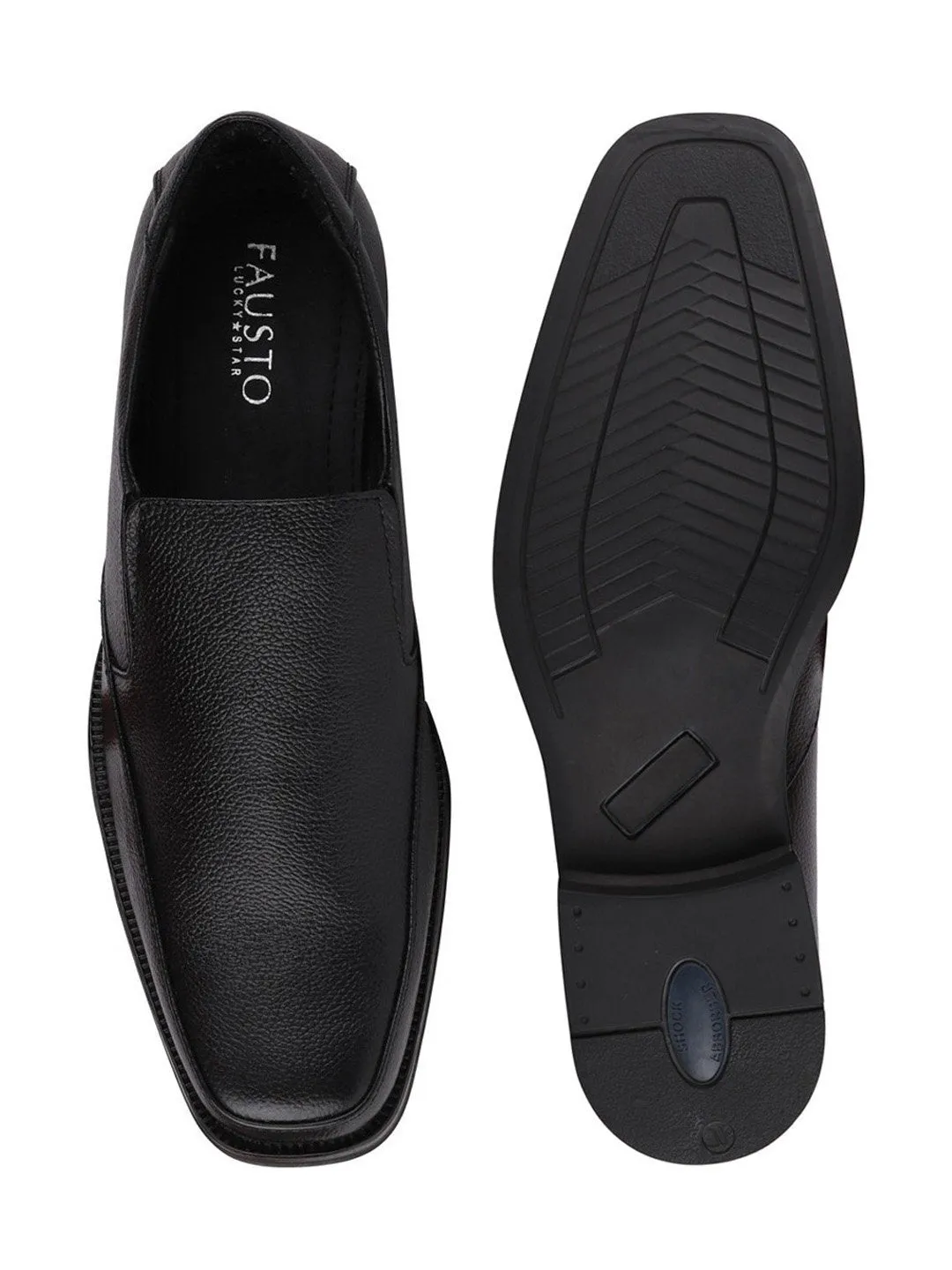 Men Black Plus Size Genuine Leather Formal Slip On Shoes