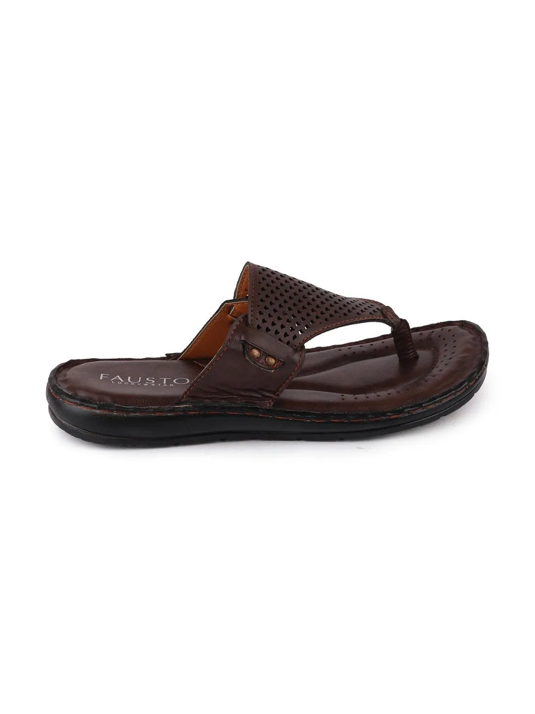 Men Brown Formal Slip-On Slippers